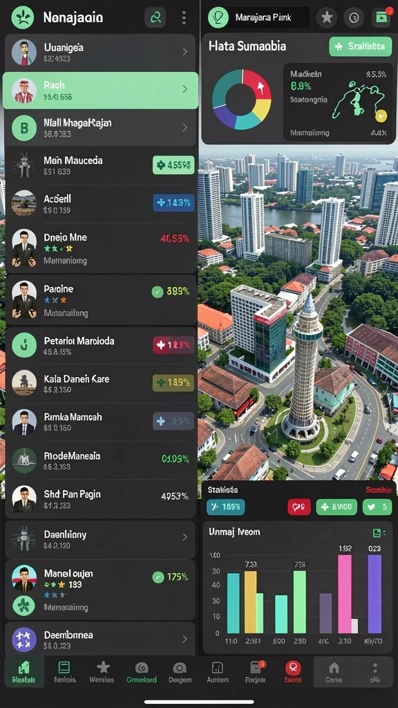 Tampilan awal yang menarik dengan berbagai pilihan karakter.