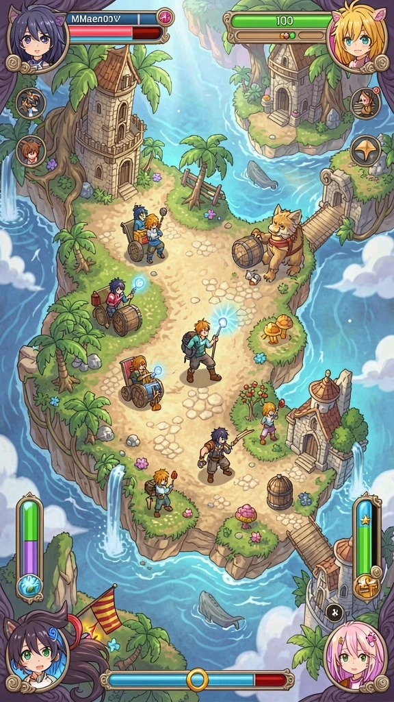 Screenshot menunjukkan pertarungan epik di level menengah.
